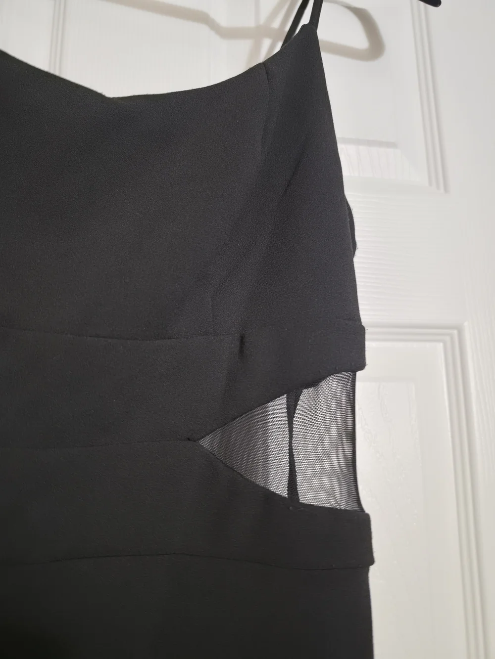 Sm Black Spaghetti-Strap Dress with Mesh Side Panels